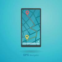 Navegación gps en smartphone, navegación por mapa de la ciudad vector