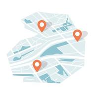 City map with navigation icons vector