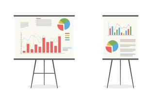 Set of graphs on the whiteboard. Statistics data analysis business vector