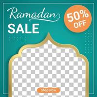 Ramadan square banner template design with a place for photos. Suitable for social media post vector