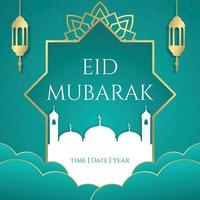 Realistic eid mubarak instagram post vector