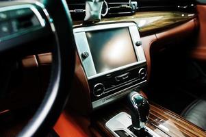 Interior of new luxury sport car. photo