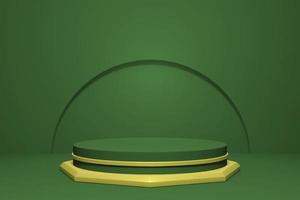 green and gold stage to showcase product photo