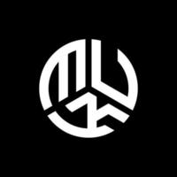 diseño de logotipo de letra muk sobre fondo negro. concepto de logotipo de letra de iniciales creativas muk. diseño de letras muk. vector
