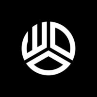 diseño del logotipo de la carta woo sobre fondo negro. concepto creativo del logotipo de la letra de las iniciales de woo. diseño de carta cortejo. vector