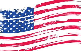 bandera americana ondulada con texturas grunge vector