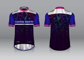 diseño de camiseta para ciclismo, vista frontal y posterior, y fácil de editar e imprimir en tela, ropa deportiva para equipos ciclistas vector