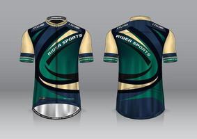 diseño de camiseta para ciclismo, vista frontal y posterior, y fácil de editar e imprimir en tela, ropa deportiva para equipos ciclistas vector