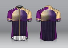 diseño de camiseta para ciclismo, vista frontal y posterior, y fácil de editar e imprimir en tela, ropa deportiva para equipos ciclistas vector