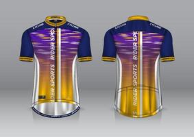 diseño de camiseta para ciclismo, vista frontal y posterior, y fácil de editar e imprimir en tela, ropa deportiva para equipos ciclistas