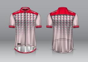 diseño de camiseta para ciclismo, vista frontal y posterior, y fácil de editar e imprimir en tela, ropa deportiva para equipos ciclistas vector