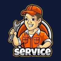 Ilustración de vector de logotipo de mascota de hombre de servicio