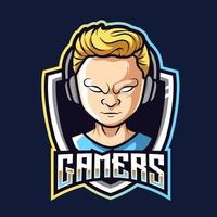 gamers boy mascot logo gaming vector illustration