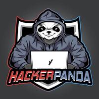 concepto de logotipo de mascota hacker panda vector