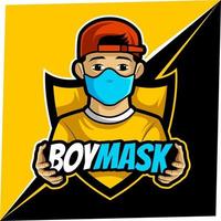 cool boy mask, mascot esports logo vector illustration