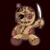 voodo doll mascot logo vector illustration