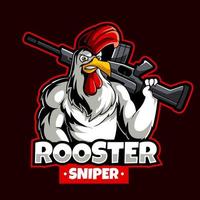 rooster sniper mascot logo gaming vector illustration