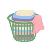 Laundry basket with towels. Basket with linens. vector