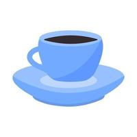 Cup with saucer in flat design style. vector