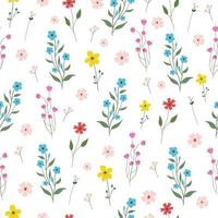 Seamless flower pattern. Bright floral background with blossoms and blooms print. Colored flat vector illustration for textile. Repeating texture design