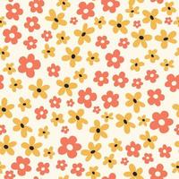 Gorgeous seamless floral pattern with flowers. Endless design with delicate wild flowers for printing and decoration. Repeatable botanical backdrop. Color flat vector illustration.