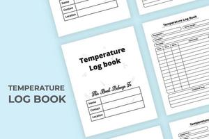 interior del cuaderno de temperatura. rastreador de temperatura de fiebre y plantilla de verificador de información del paciente. interior de un cuaderno de bitácora. rastreador de temperatura e interior del planificador de medicamentos. vector