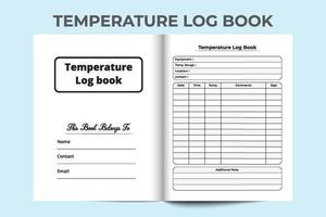 Temperature information checker interior. Body heat checker and patient medication planner medical accessories. Interior of a log book. Temperature tracker and patient information notebook. vector