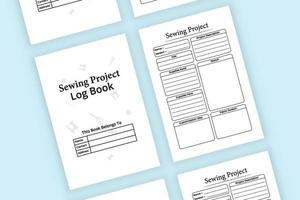 Sewing project notebook interior. Needlework project task tracker and business information journal template. Interior of a log book. Sewing project fabric measurement notebook. vector