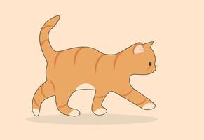 Cute Walking Orange Cat Background Vector Illustration