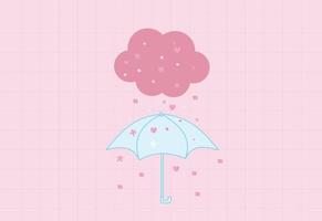 Love fall as Rain on Umbrella with Grid Background vector