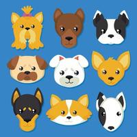 different types dog breeds avatars vector