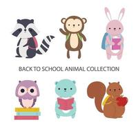 conjunto de colección de animales de regreso a la escuela