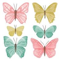 lindo vector de colección de mariposas acuarela