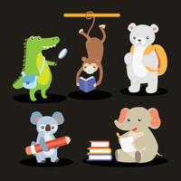 cute animal cartoon collection set vector