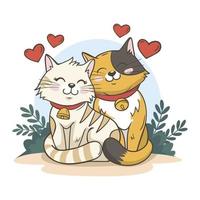 cute valentines day animal couple with cats