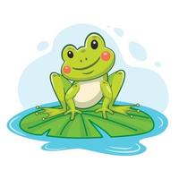 cartoon adorable frog illustration vector