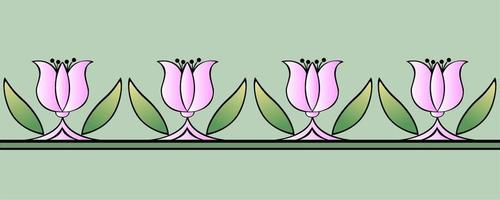 Delicate spring border, edge pattern with pink tulips vector