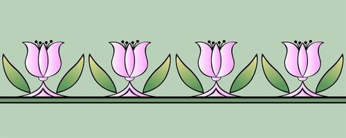 Delicate spring border, edge pattern with pink tulips vector