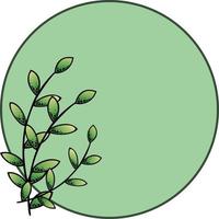 Round card with an empty place to insert, green spring twigs with leaves vector