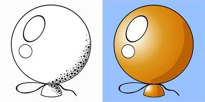 conjunto de ilustraciones, color de globo naranja redondo y monocromo vector