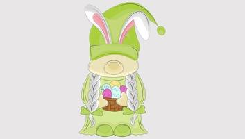 Easter Gnome Girl Holding a basket vector