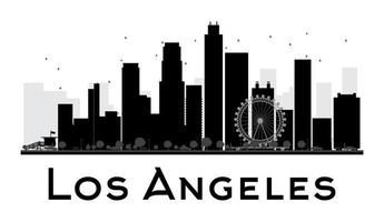 Los Angeles City skyline black and white silhouette. vector