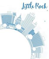 Outline Little Rock Skyline with Blue Building and copy space. vector