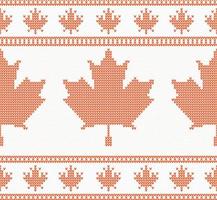 Seamless knitted texture with maple leaf. vector