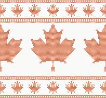 Seamless knitted texture with maple leaf. vector