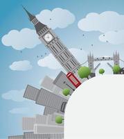 panorama de londres con big ben. vector