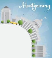 Montgomery Skyline with Grey Building, Blue Sky and copy space. vector