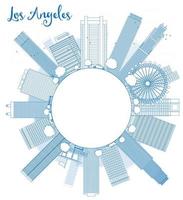 Outline Los Angeles Skyline with Blue Buildings and copy space. vector