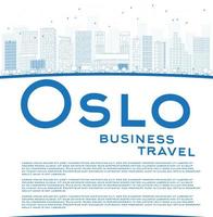 Outline Oslo Skyline with Blue Buildings and copy space. vector