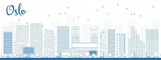 Outline Oslo Skyline with Blue Building. vector